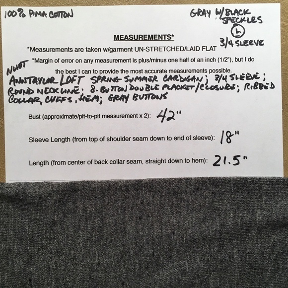 LOFT Spring Summer CARDIGAN, 3/4 Sleeves, Gray/Black Speckles, NWOT, Size L - Picture 8 of 8